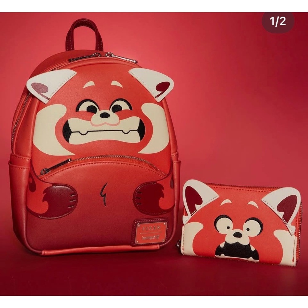NEW Loungefly Disney Pixar Turning Red Mei Red Panda Mini Backpack & Wallet Set